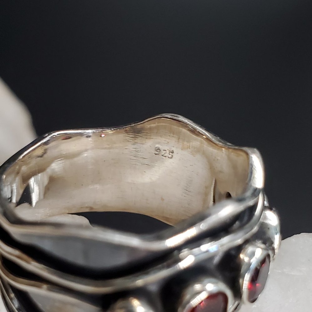 Solid Sterling Silver 925 Ring Genuine Garnet Gem… - image 4